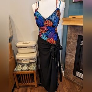 Bathing Suit & sarong Woman's Size 12 & Butterfly  Rainbow edge up cover